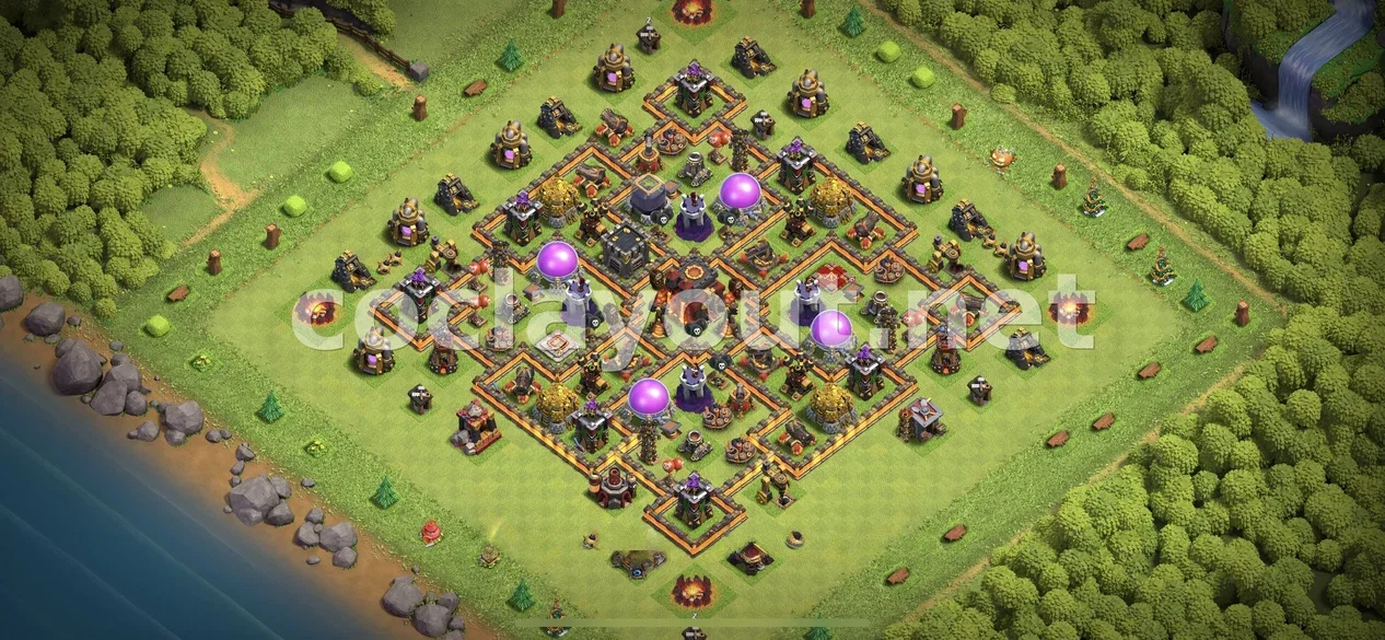 Meilleure base hybride TH10 pour protéger trophées et ressources – aperçu du plan TH10
