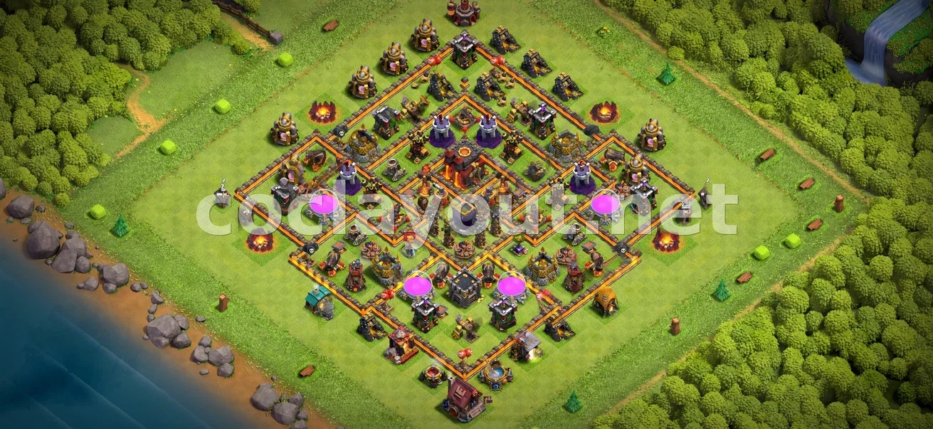 Stratégie de Défense avec Base Hybride TH10 – aperçu du plan TH10