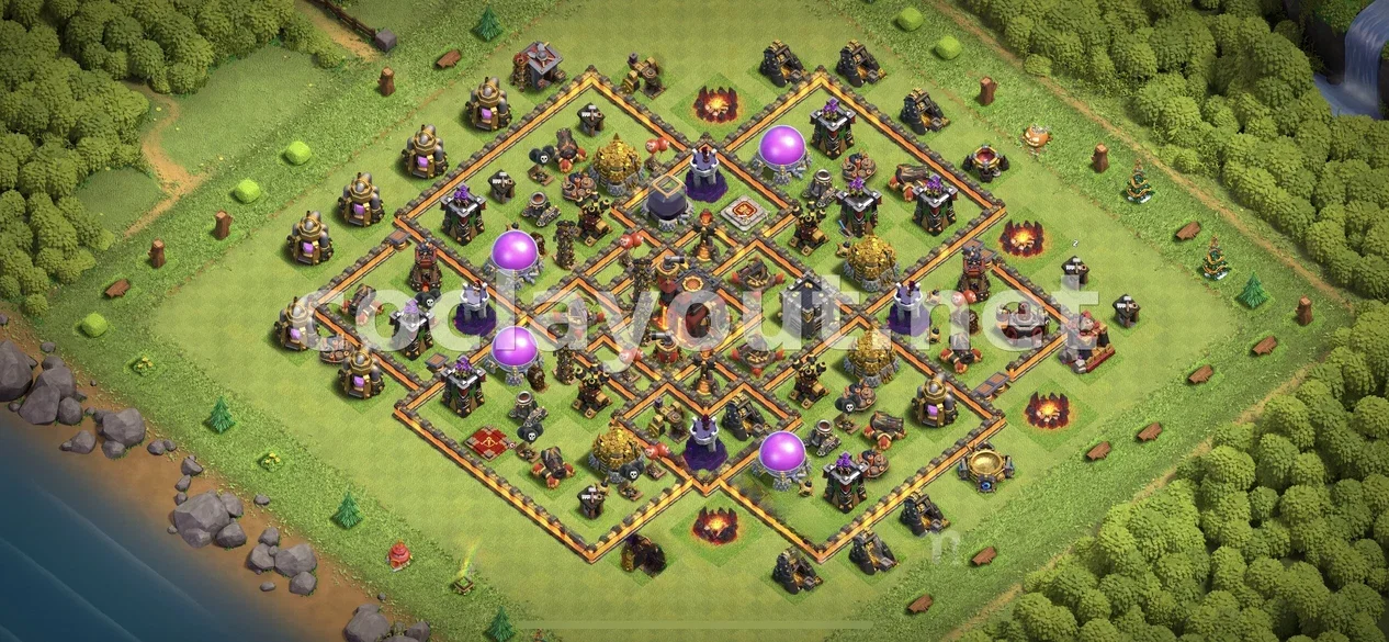 Optimal TH10 Hybrid Base for Balanced Defense – TH10 layout preview