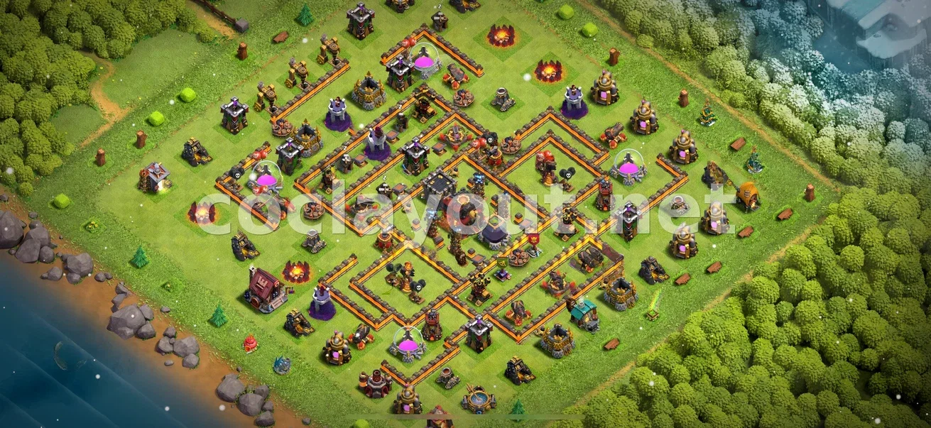 عزز دفاعك مع قاعدة هجينة TH10 – معاينة تصميم TH10