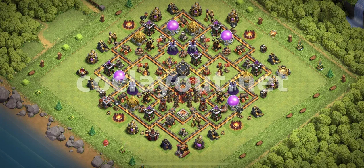 أفضل قاعدة هجينة TH10 لحماية الموارد والكؤوس – معاينة تصميم TH10