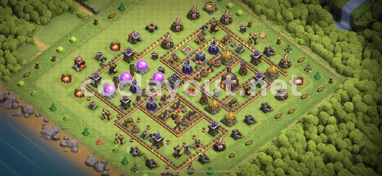 Protect Your Resources with TH10 Farming Base – TH10 layout preview