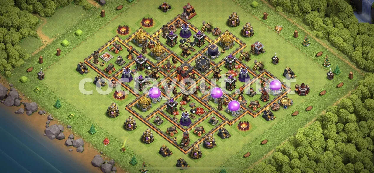 Base de Farming TH10 per Protegir Recursos – previsualització del disseny TH10