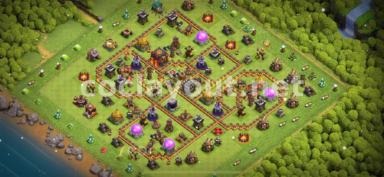 Base de farming TH10 per protegir els teus botí – previsualització del disseny TH10