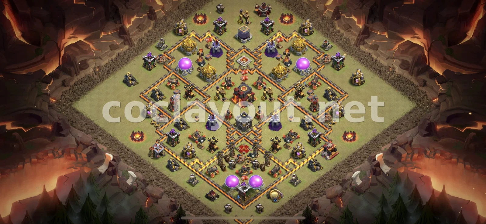 Diseño de Guerra TH10 para Éxitos en Clanes – vista previa del diseño TH10