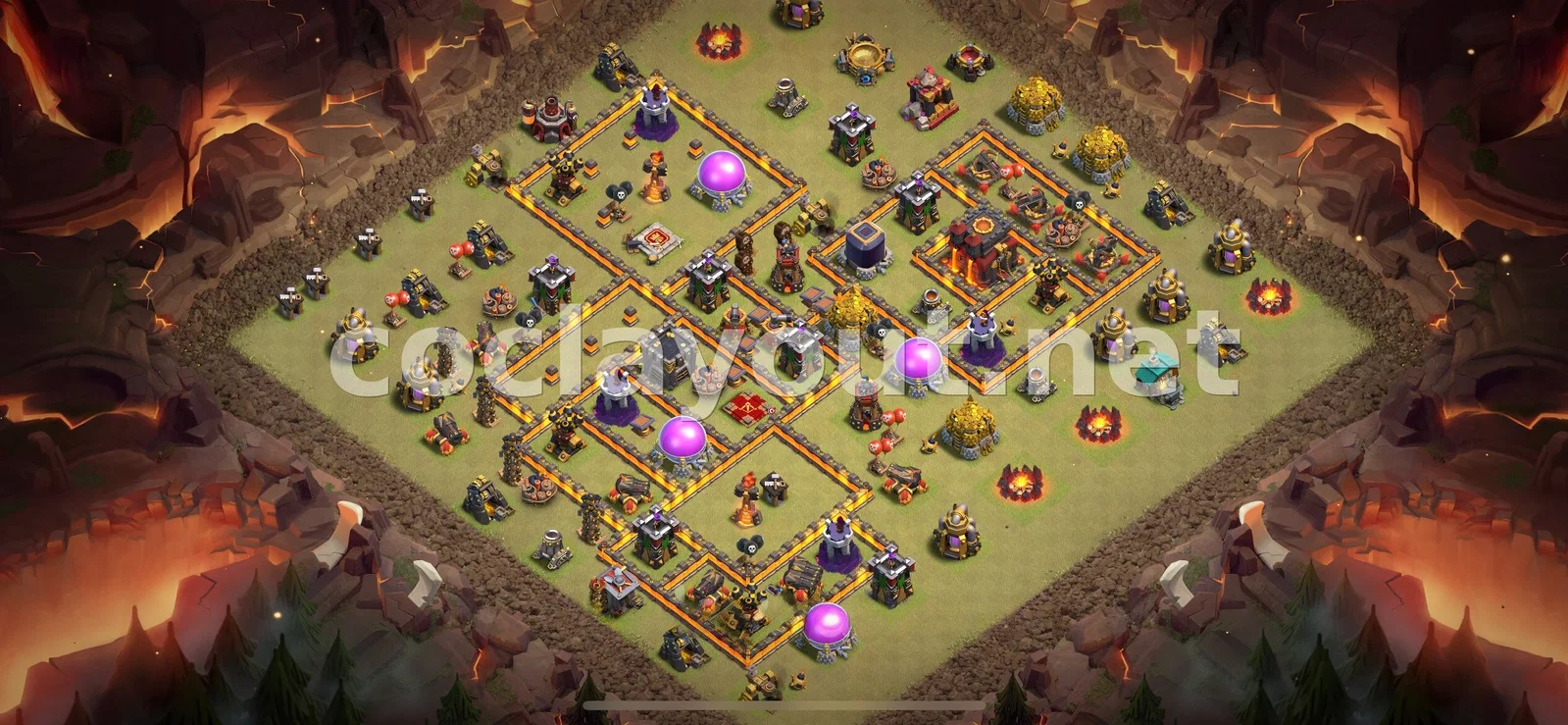أفضل قاعدة حرب TH10 لحماية قريتك – معاينة تصميم TH10