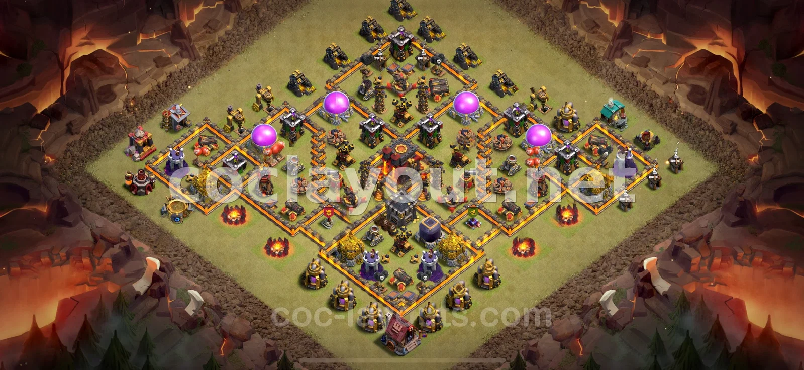 أفضل قاعدة حرب TH10 لحماية قريتك – معاينة تصميم TH10