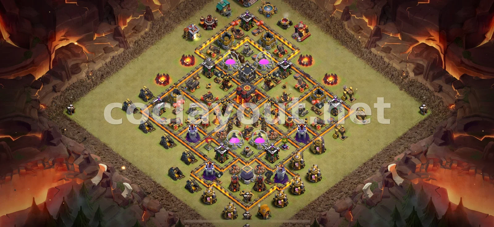 Destaca en las Guerras de Clanes con este Diseño de Guerra TH10 – vista previa del diseño TH10