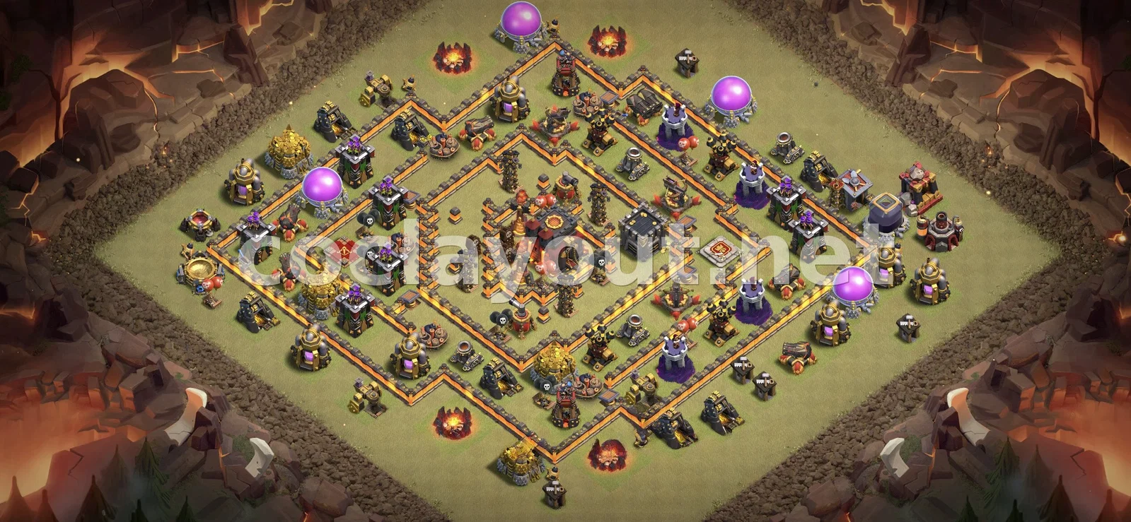 战略性 TH10 部落战阵型 – TH10 布局预览