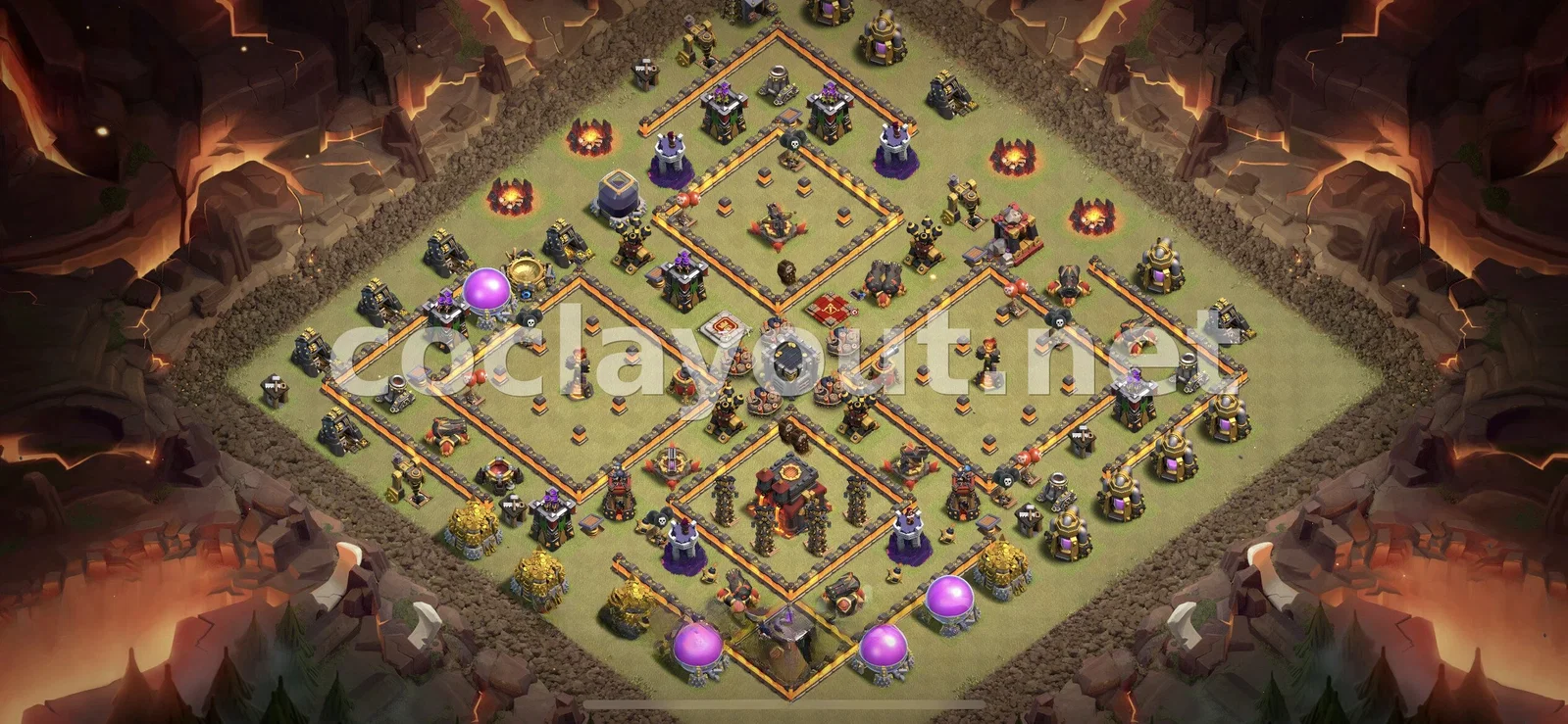 战略性 TH10 部落战阵型 – TH10 布局预览