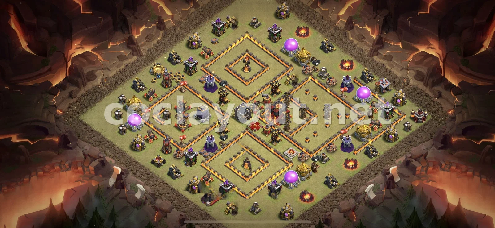 Diseño de Guerra TH10 Eficaz para Guerra de Clanes – vista previa del diseño TH10