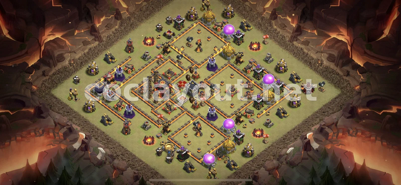 Diseño de Guerra TH10 para Ganar Clanes – vista previa del diseño TH10