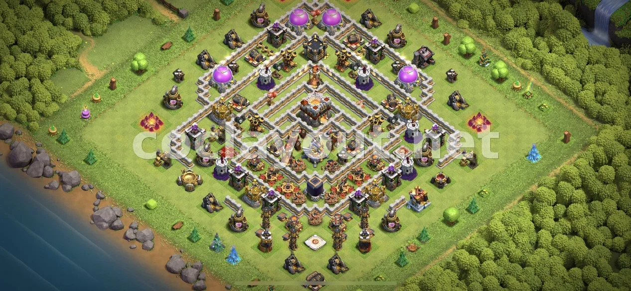 强大的 TH11 混合阵型 以平衡防御 – TH11 布局预览