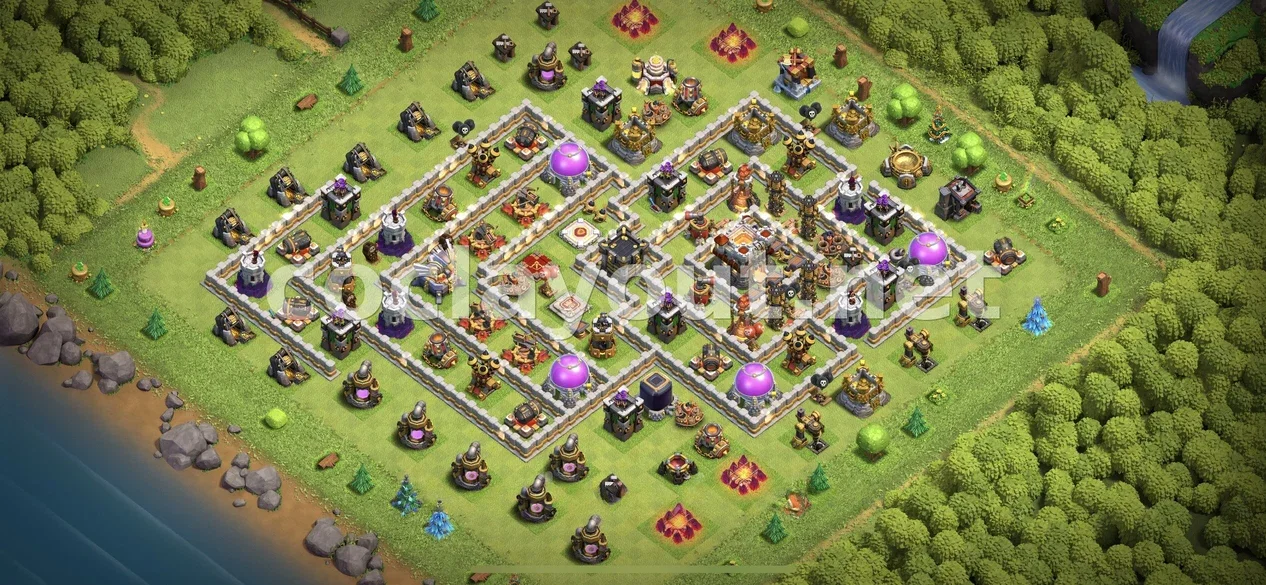利用 TH11 混合阵型增强防御 – TH11 布局预览