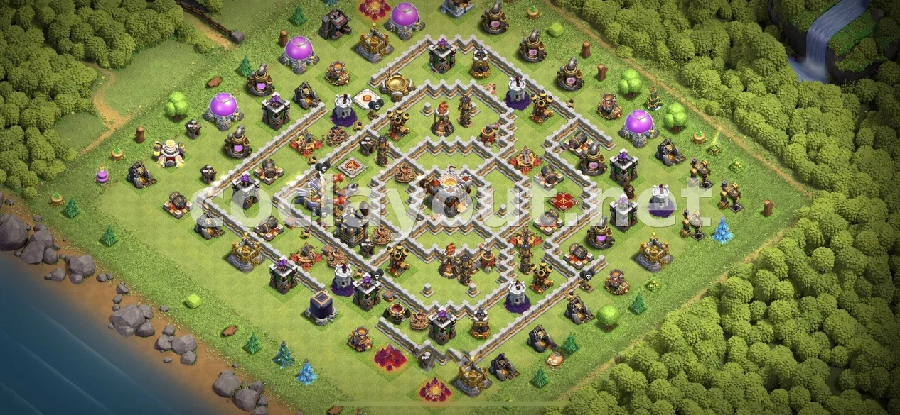 高效的TH11混合阵型布局：保护奖杯与资源 – TH11 布局预览