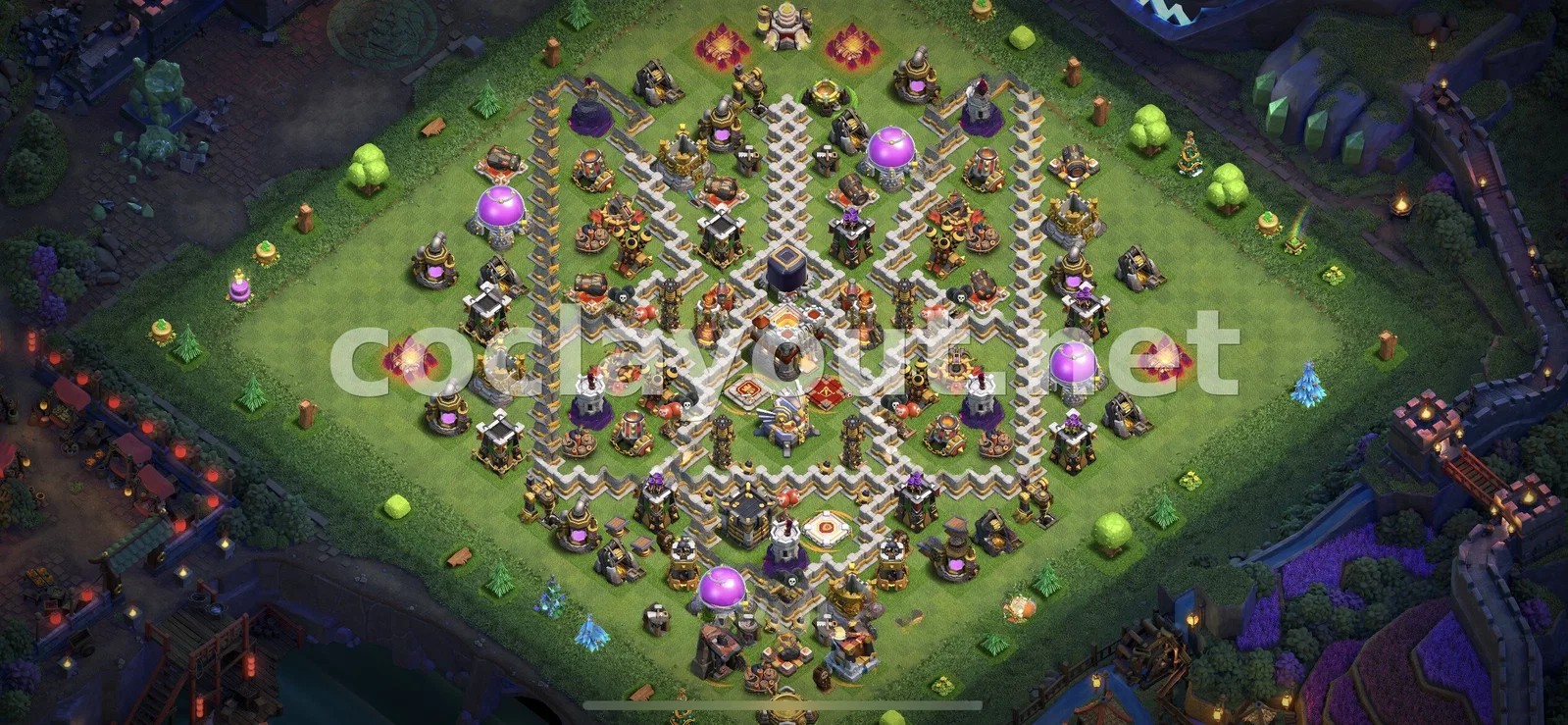 提升防御力的 TH11 混合阵型 – TH11 布局预览