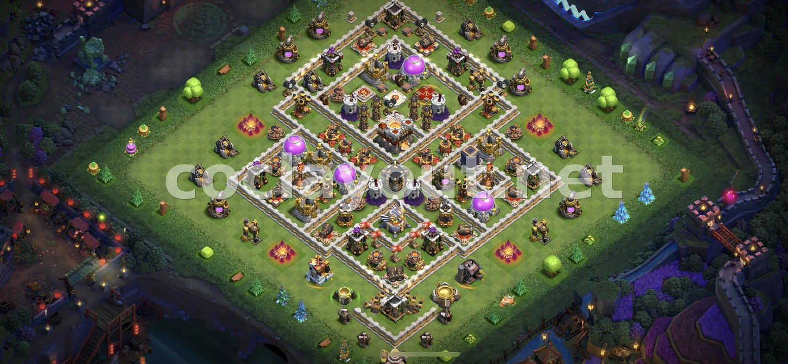 提升防御力的 TH11 混合阵型 – TH11 布局预览