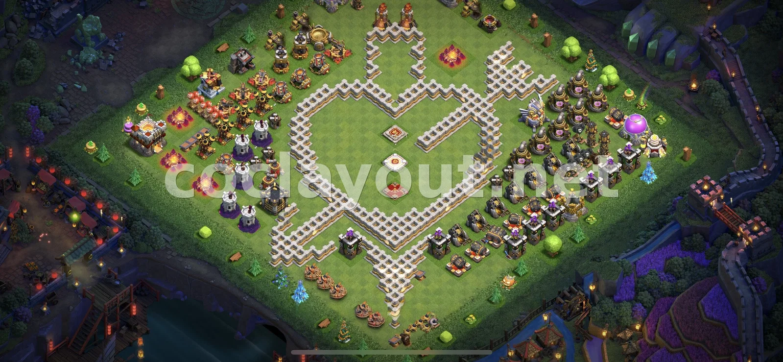 提升防御的 TH11 混合阵型 – TH11 布局预览