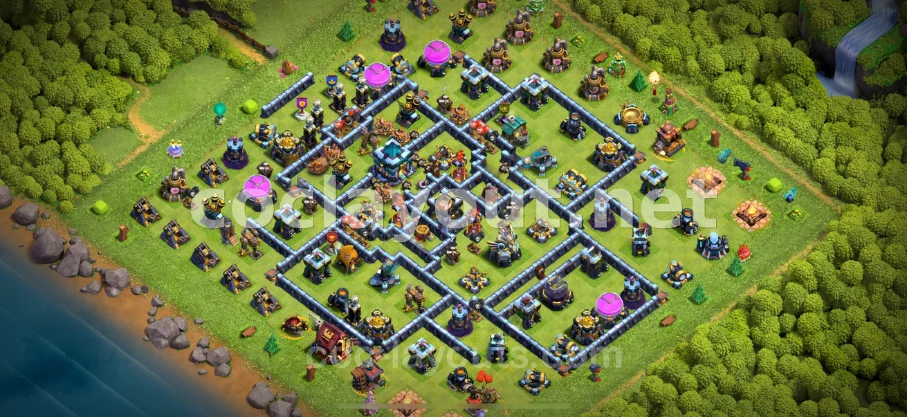 Diseño Híbrido TH13: Protección de Aldea y Copas – vista previa del diseño TH13