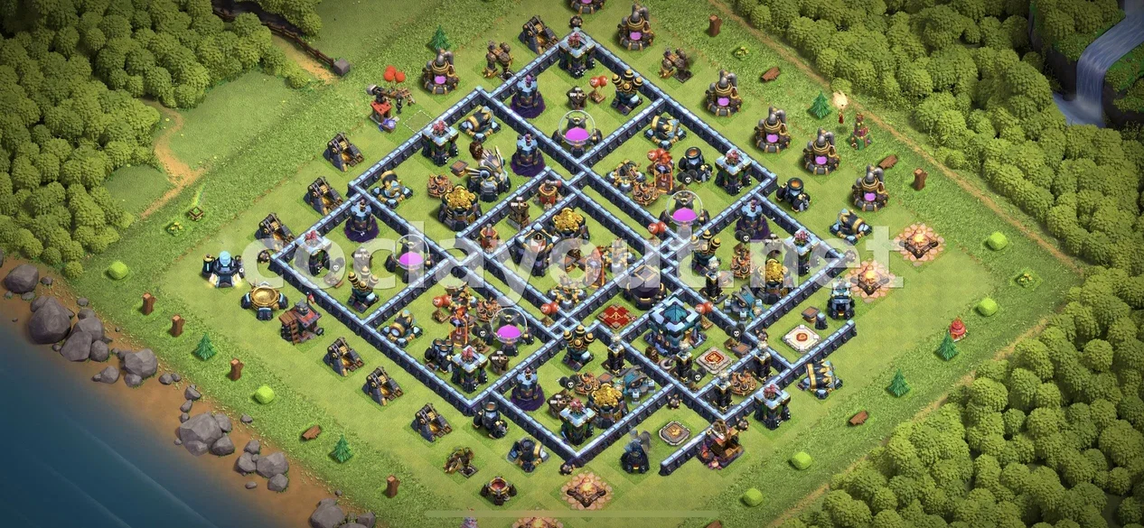Protege els Teus Recursos amb la Base de Farming TH13 – previsualització del disseny TH13