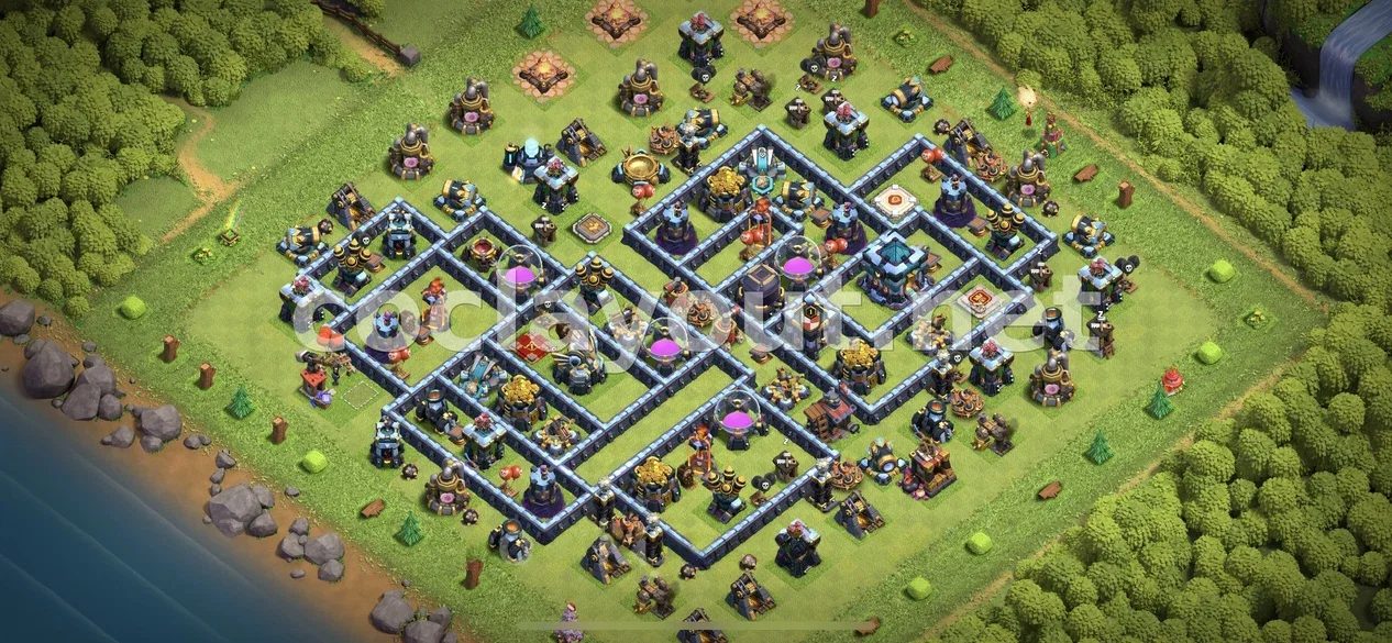 Disseny de base de farming per a TH13 – previsualització del disseny TH13