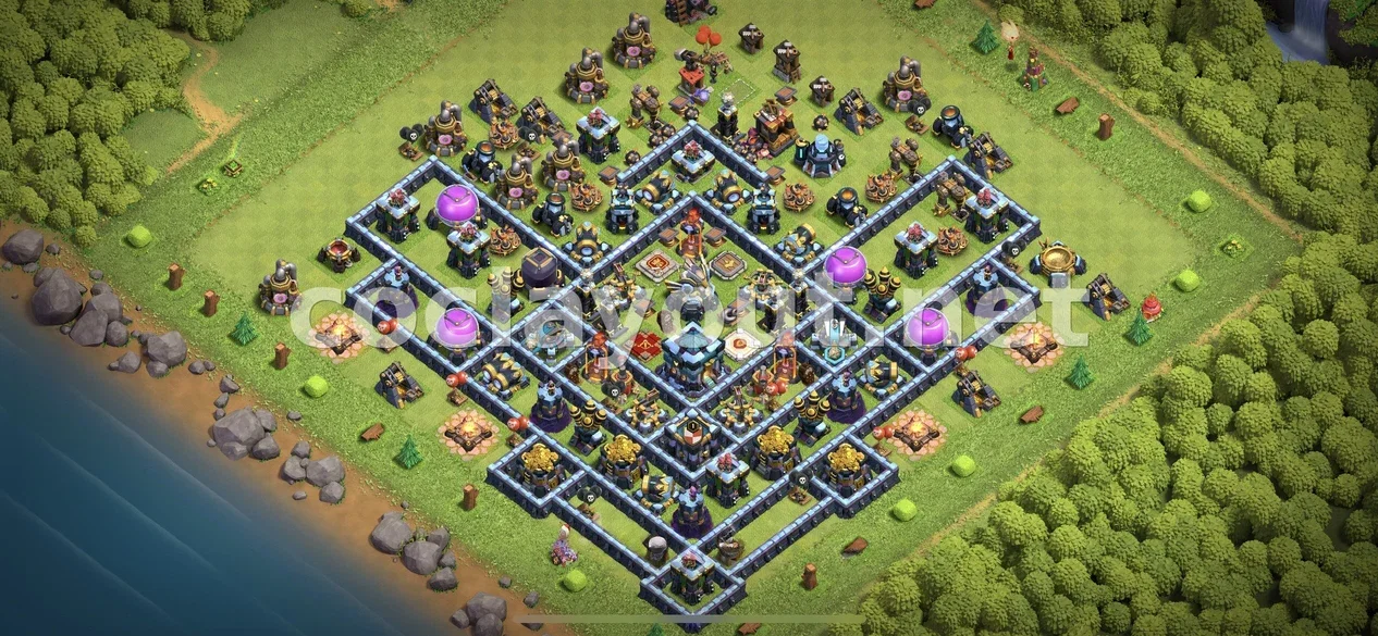 Protegeix els teus Recursos amb Base de Farming TH13 – previsualització del disseny TH13