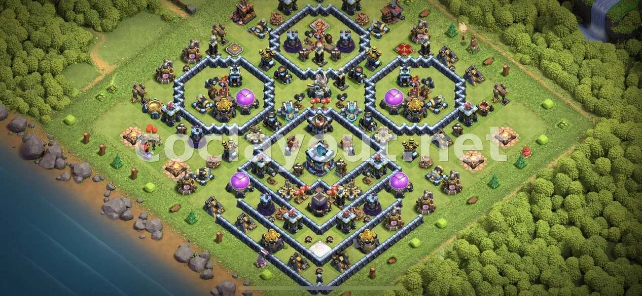 Protegeix els Teus Recursos amb la Base de Farming TH13 – previsualització del disseny TH13