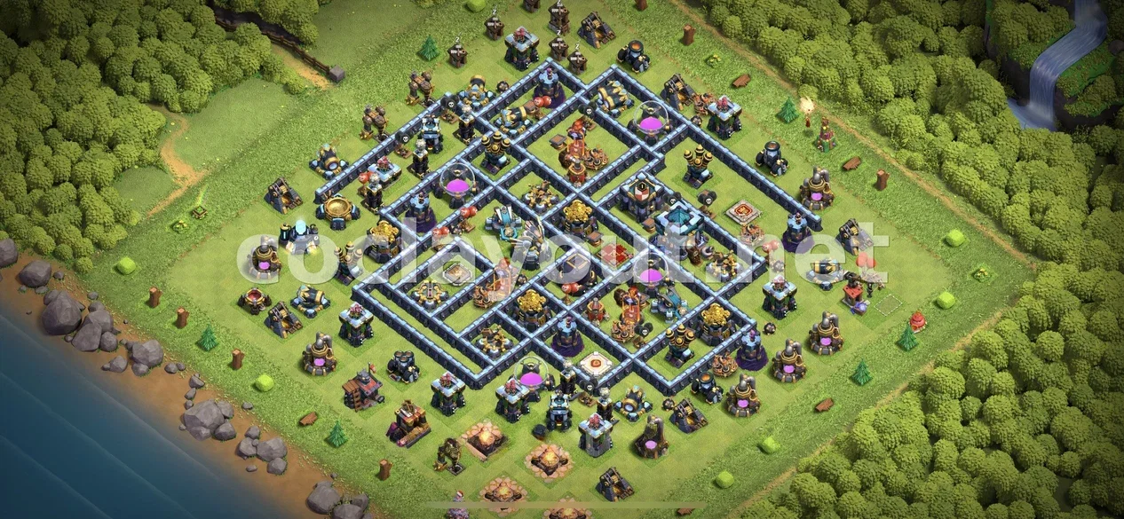 Assegura els recursos amb la base de farming TH13 – previsualització del disseny TH13