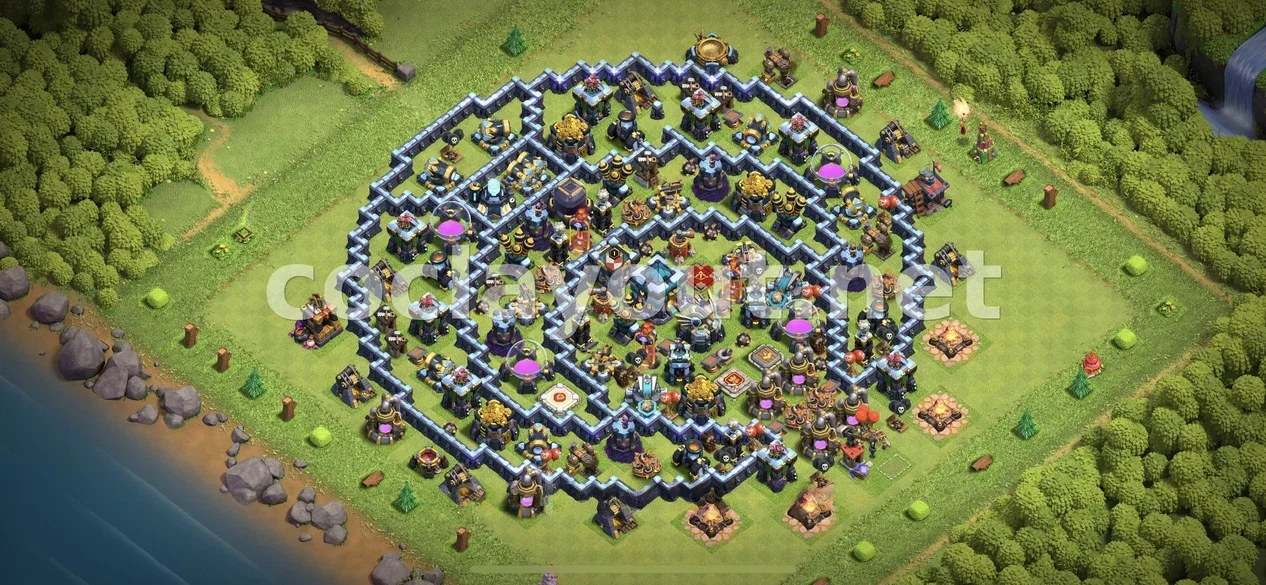 Disseny de base de farming TH13 eficaç – previsualització del disseny TH13