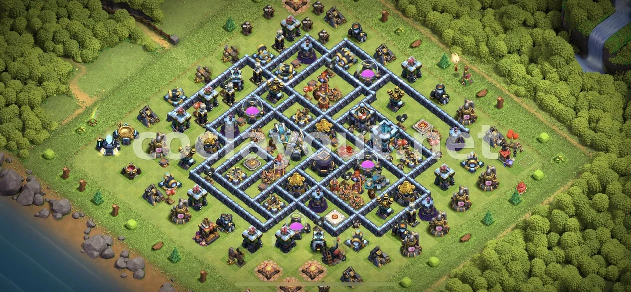 Base de Farming TH13 Eficaç – previsualització del disseny TH13