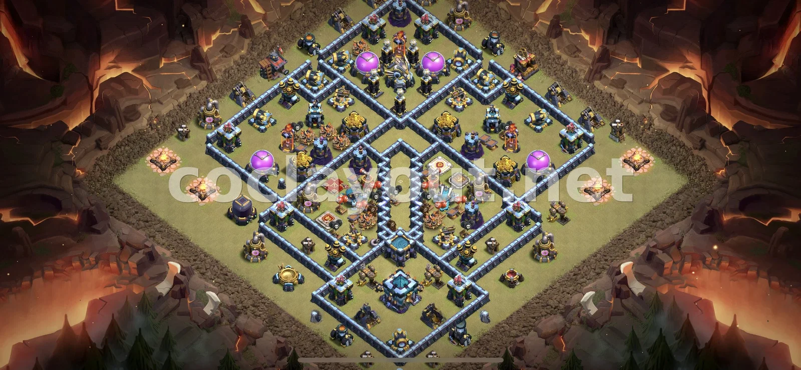 El mejor diseño de guerra TH13 para guerras de clanes – vista previa del diseño TH13