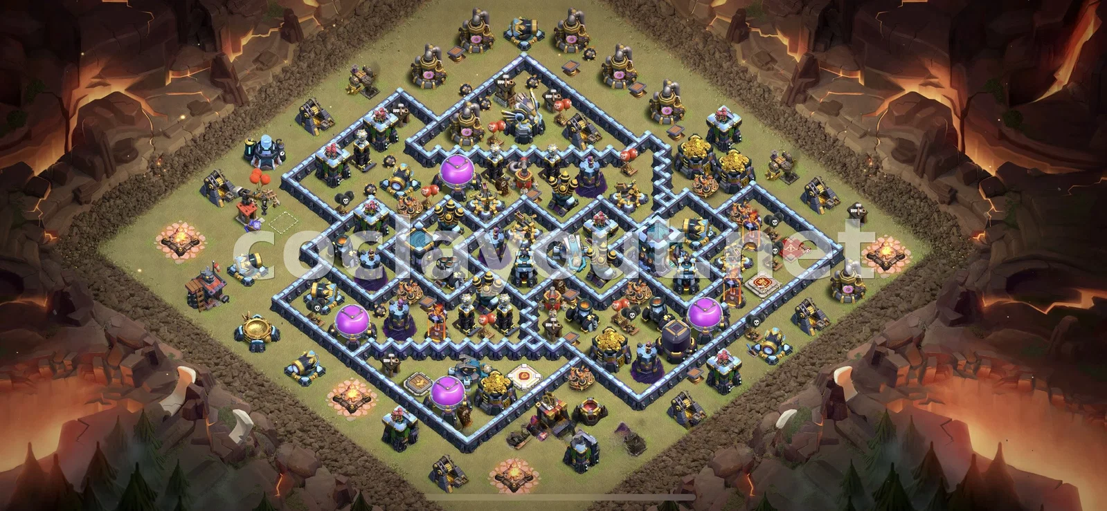 Diseño de Guerra TH13 Eficaz para Guerra de Clanes – vista previa del diseño TH13