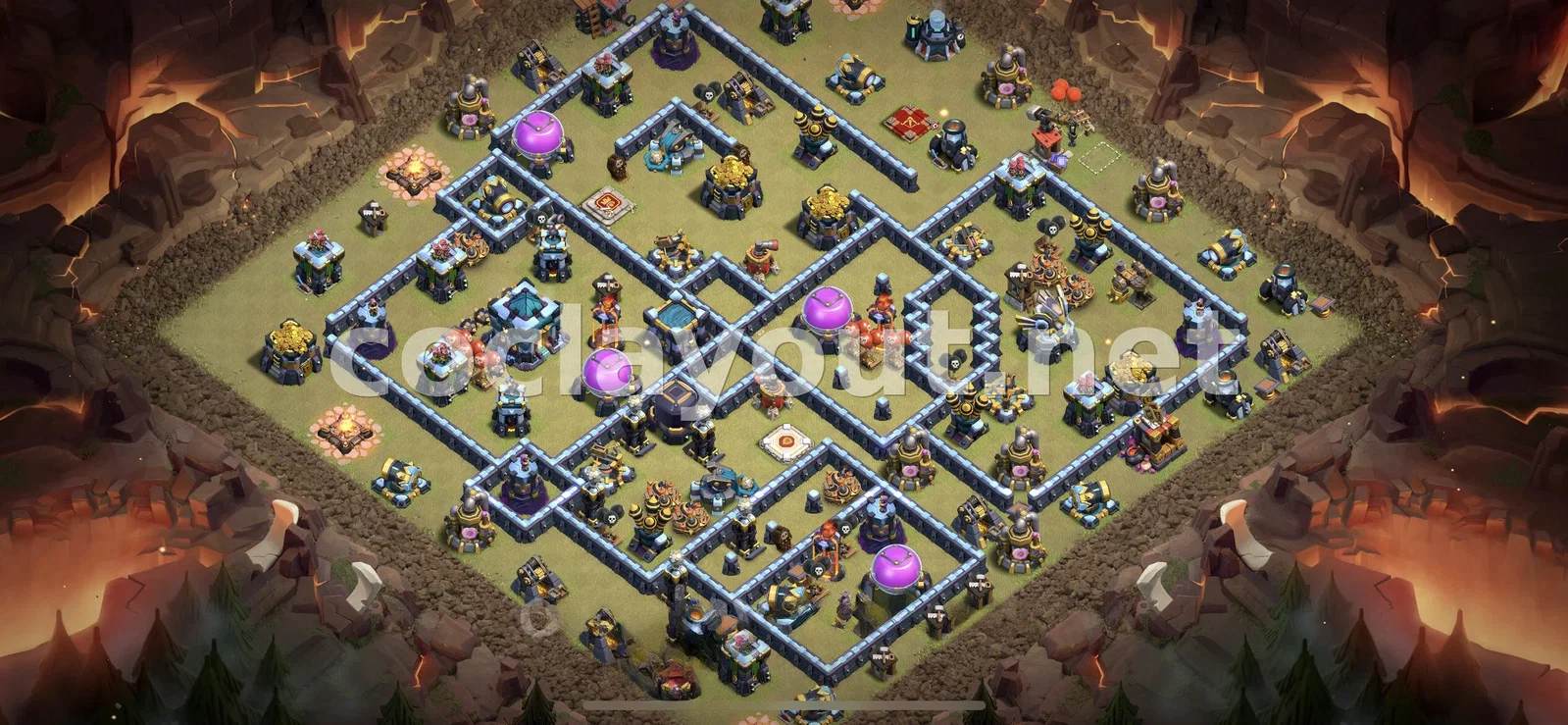 El Mejor Diseño de Guerra TH13 para Guerra de Clanes – vista previa del diseño TH13