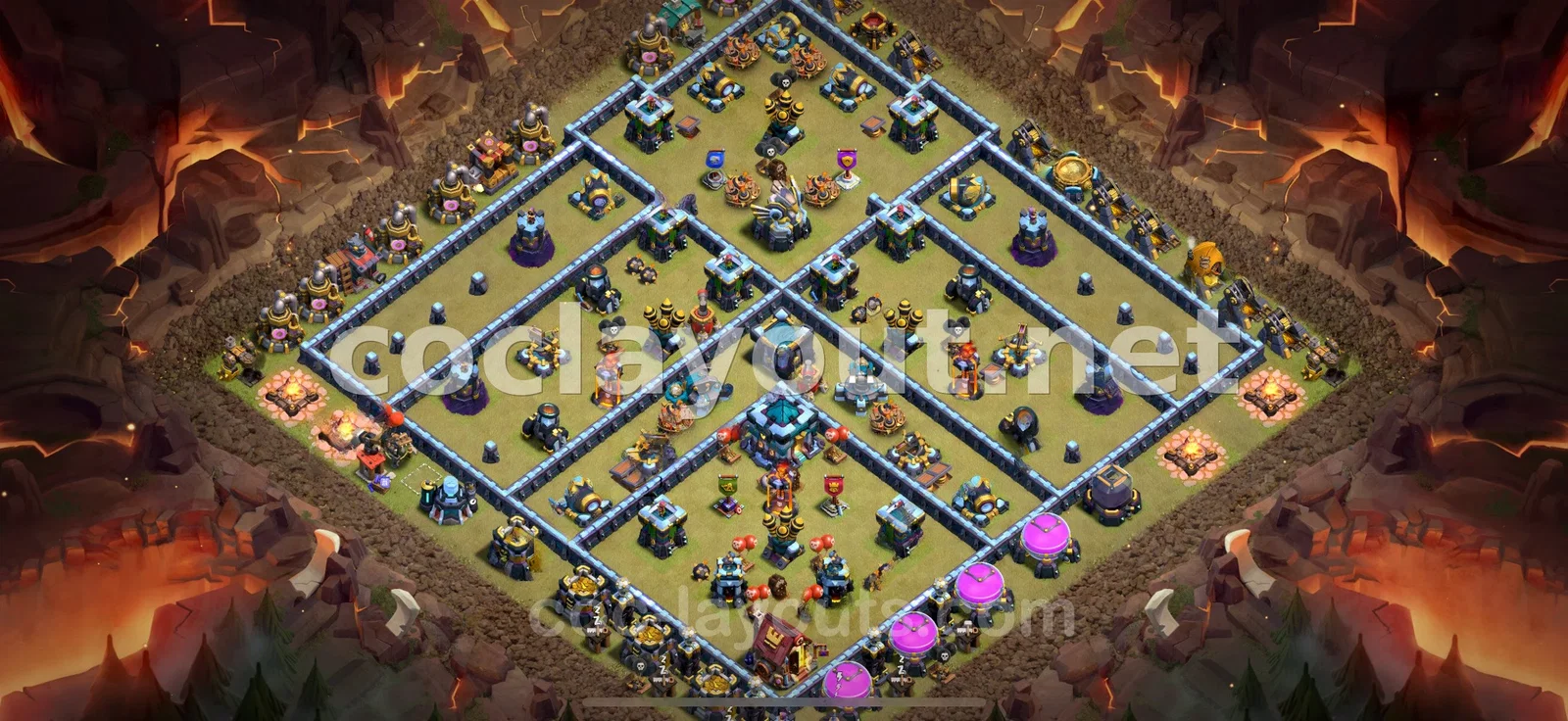 Importable TH13 War Base Layout – TH13 layout preview