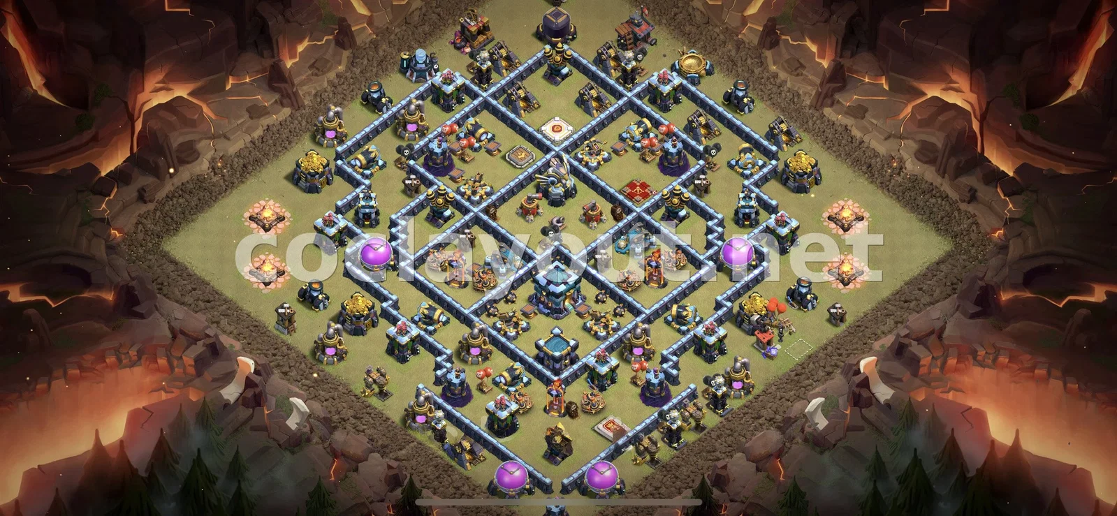Diseño de Guerra TH13 Eficaz para Guerra de Clanes – vista previa del diseño TH13