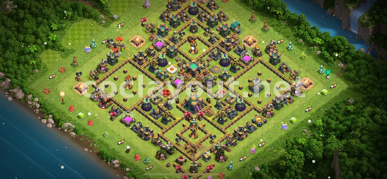 قم بتعزيز قريتك مع قاعدة هجينة TH14 – معاينة تصميم TH14