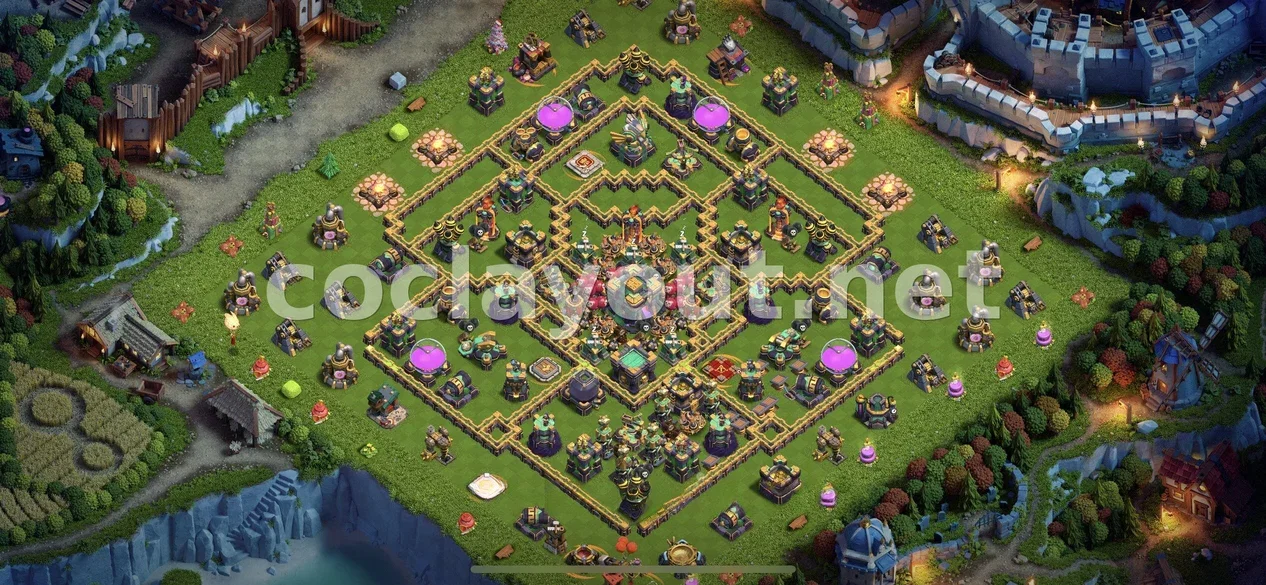 Top TH14 Hybrid Base Layout – TH14 layout preview