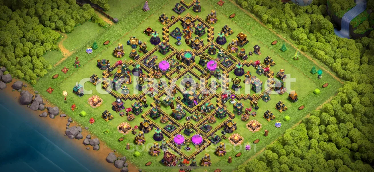 Effective TH14 Hybrid Base Layout – TH14 layout preview