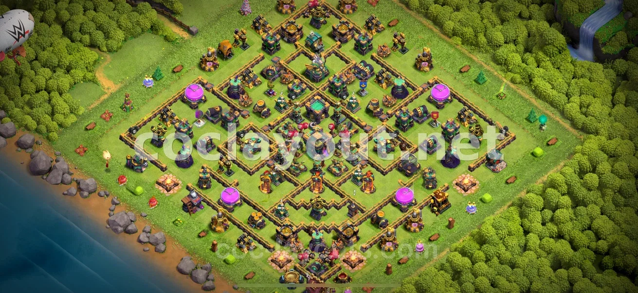 Best TH14 Hybrid Base for Defense – TH14 layout preview