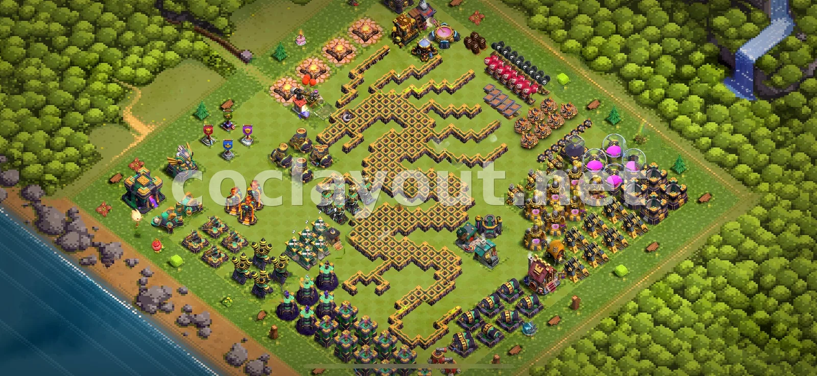 TH14 Hybrid Base Strategy – TH14 layout preview