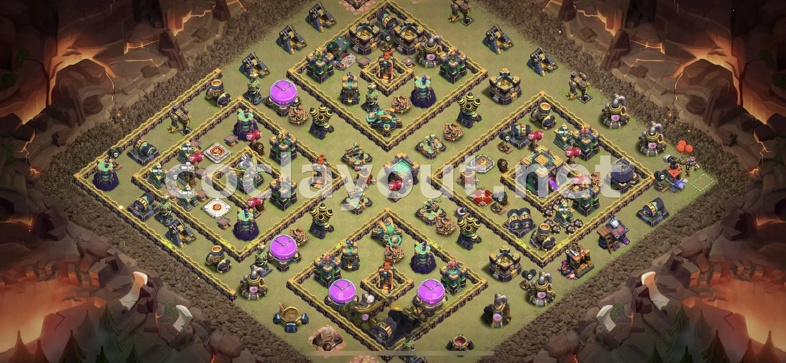 Meilleure base de guerre TH14 pour guerre de clans – aperçu du plan TH14