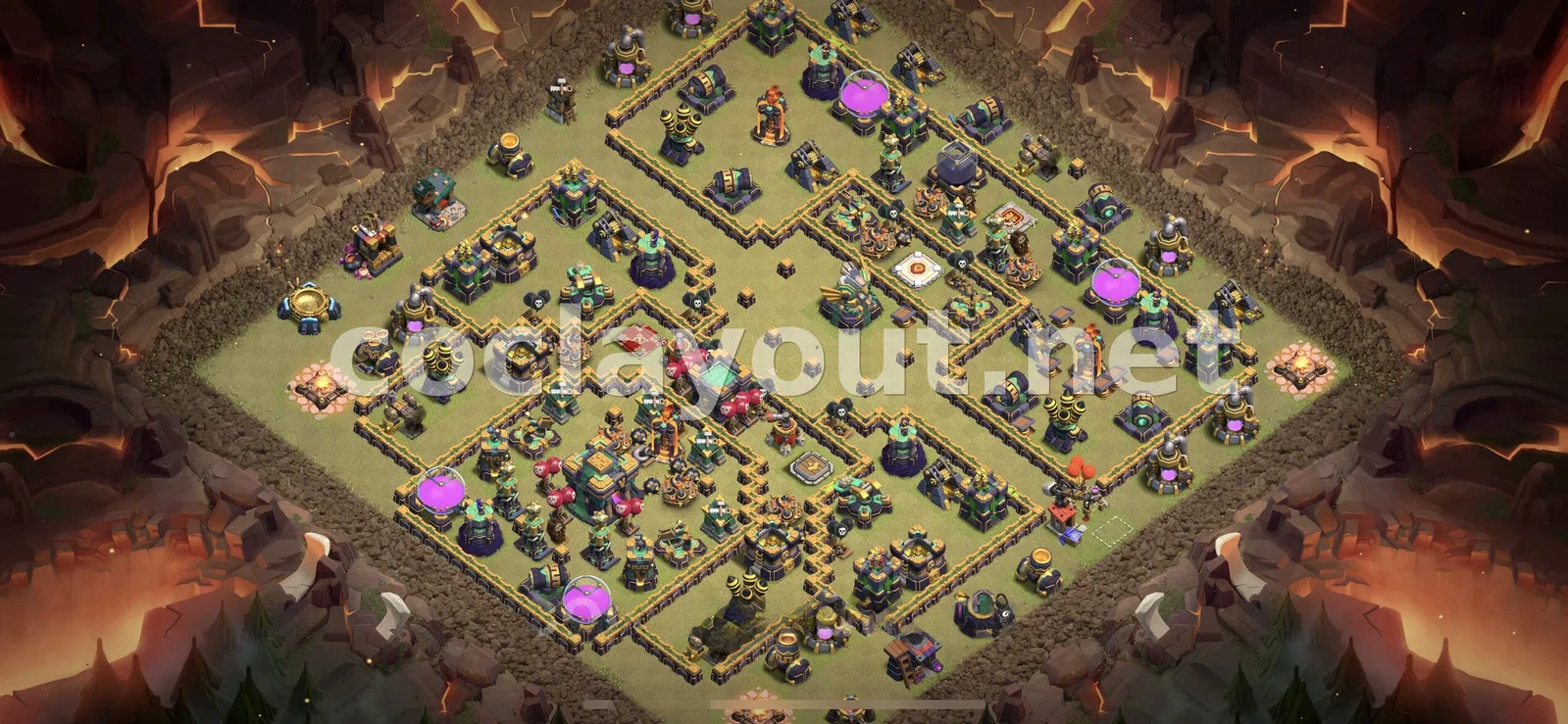 Base de Guerre TH14 Efficace pour les Guerres de Clans – aperçu du plan TH14