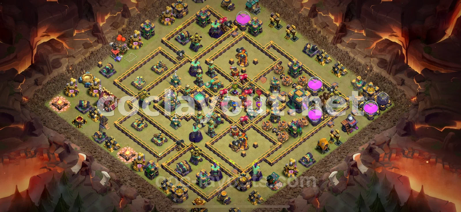 Base de guerre TH14 pour les Guerres de clans – aperçu du plan TH14
