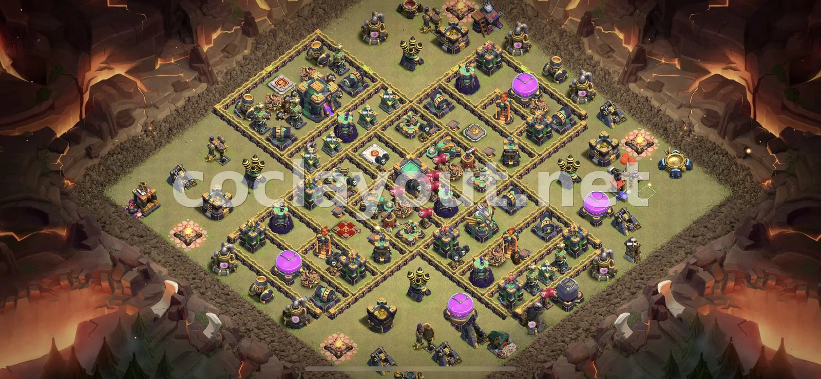 Optimisez Votre Village avec Cette Base de Guerre TH14 – aperçu du plan TH14