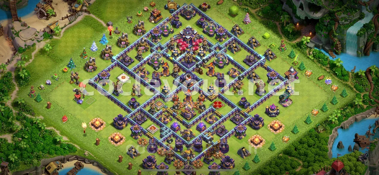 Diseño Híbrido TH15 para Defensa y Ataque Equilibrados – vista previa del diseño TH15