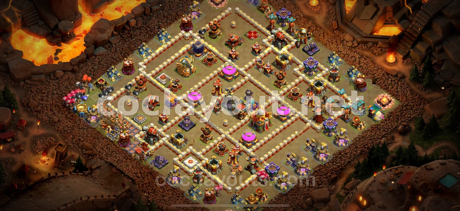 TH16 Diseño de Guerra para Batallas de Clanes – vista previa del diseño TH16