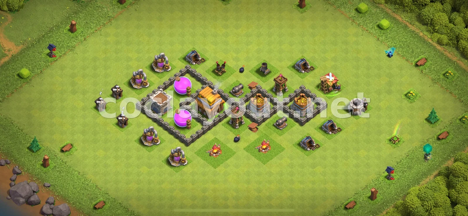 Base de Farming Eficaç TH4 – previsualització del disseny TH4