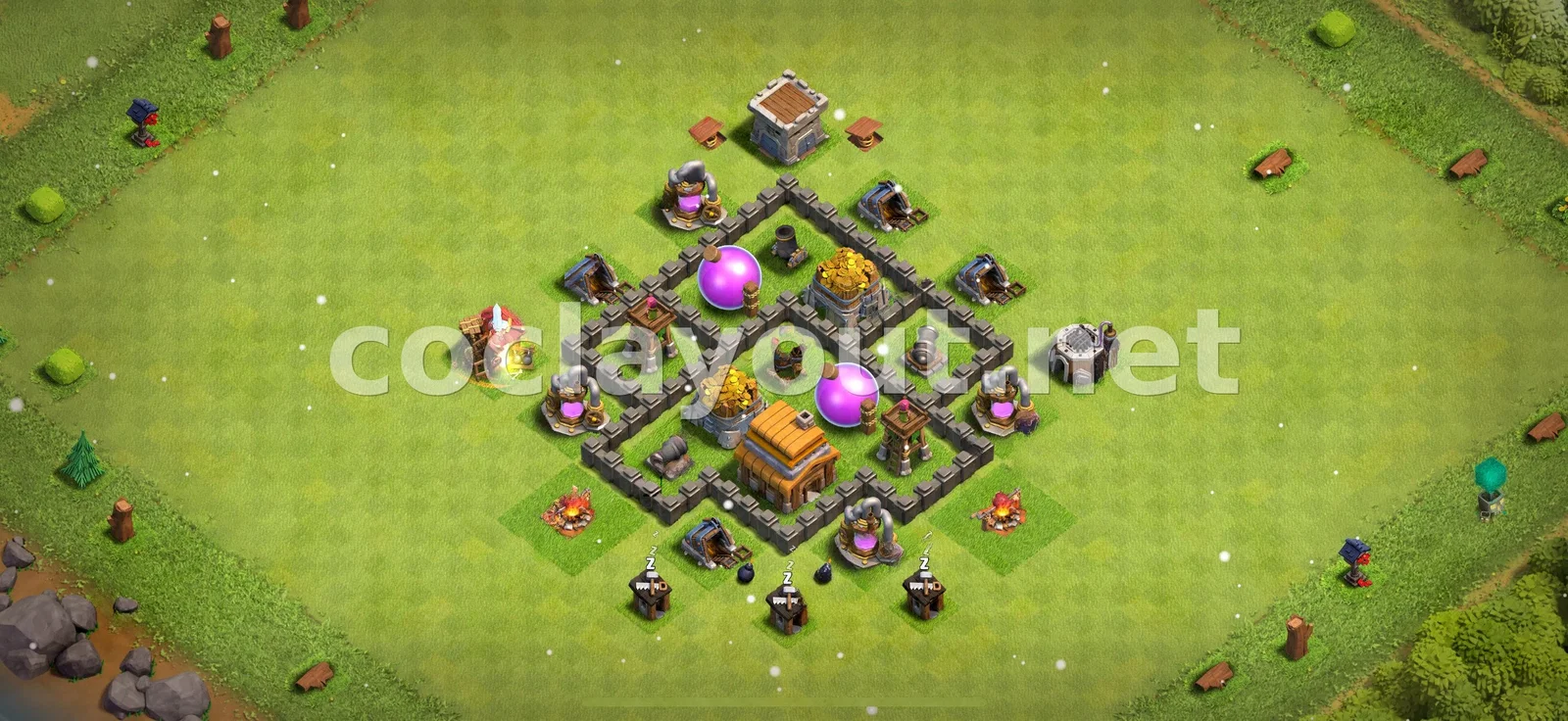Base de Farming TH4 #14 – previsualització del disseny TH4