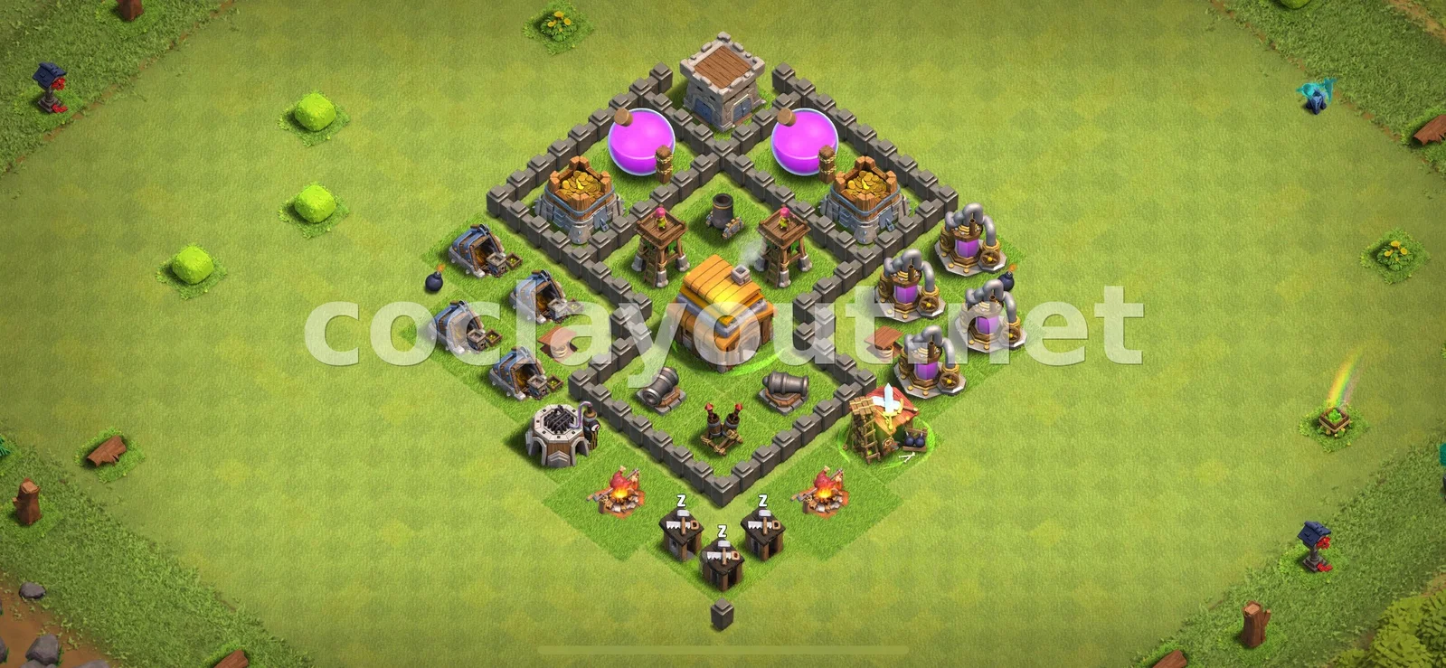 Assegura els teus recursos amb la Base de Farming TH4 – previsualització del disseny TH4