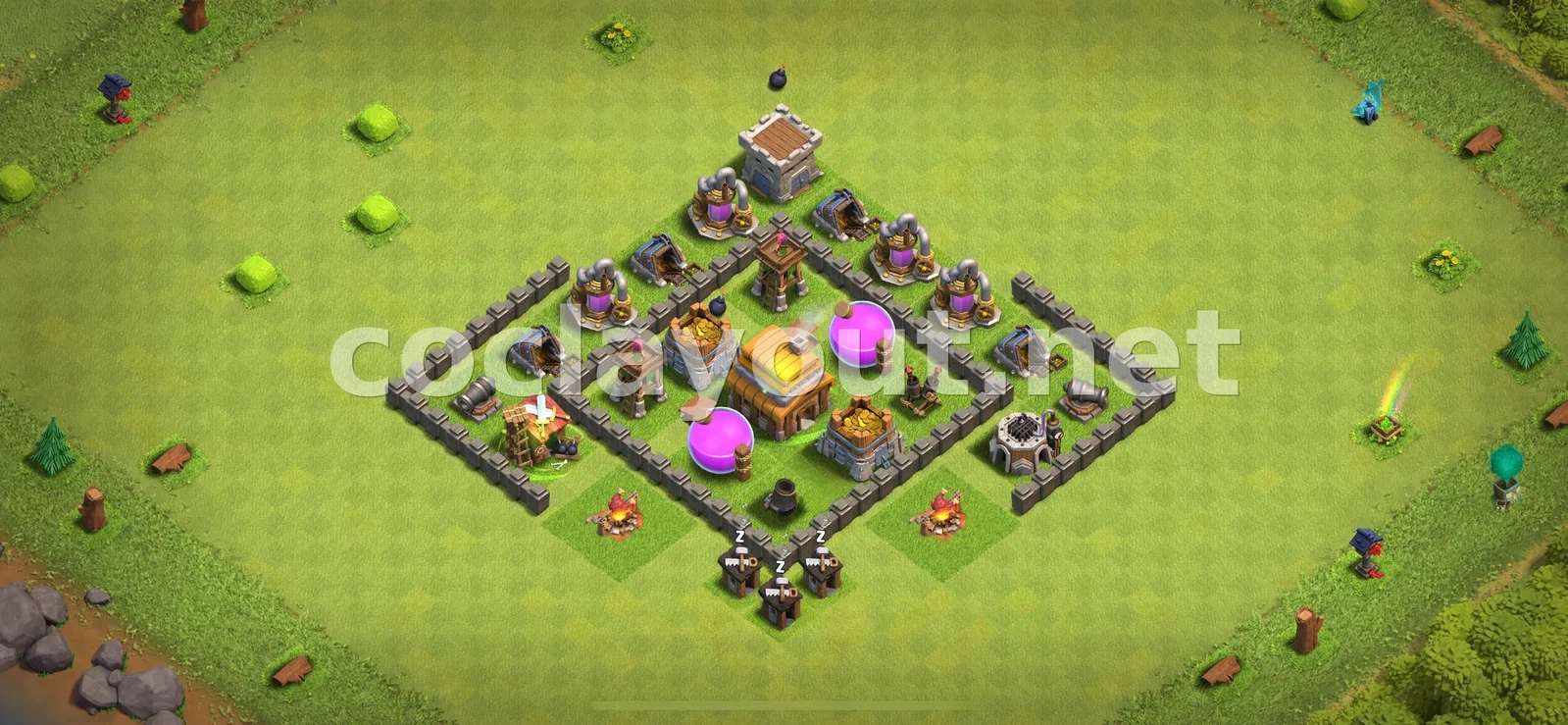 Disseny Eficient de Base de Farming TH4 – previsualització del disseny TH4